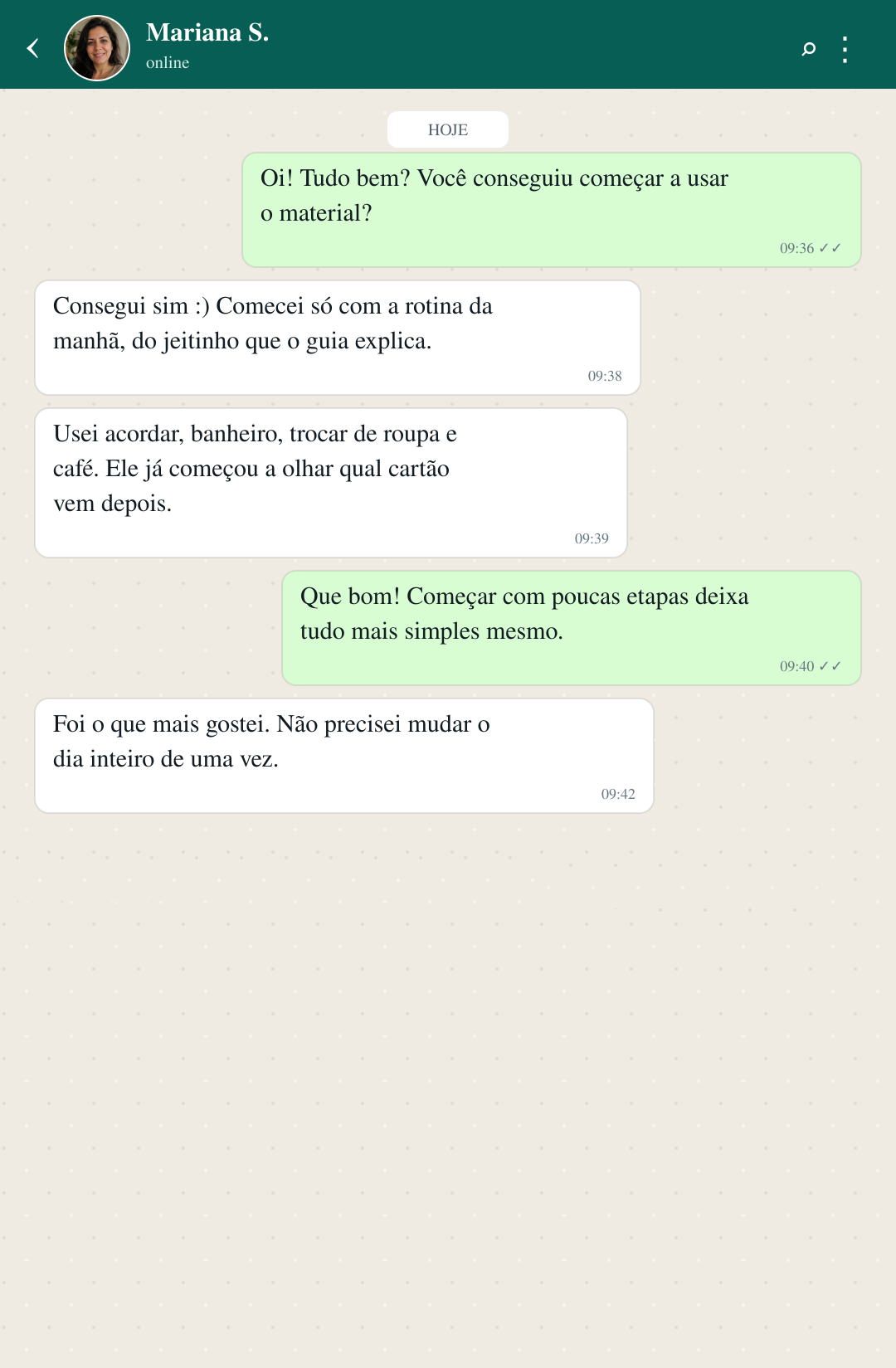 Depoimento de Mariana no WhatsApp