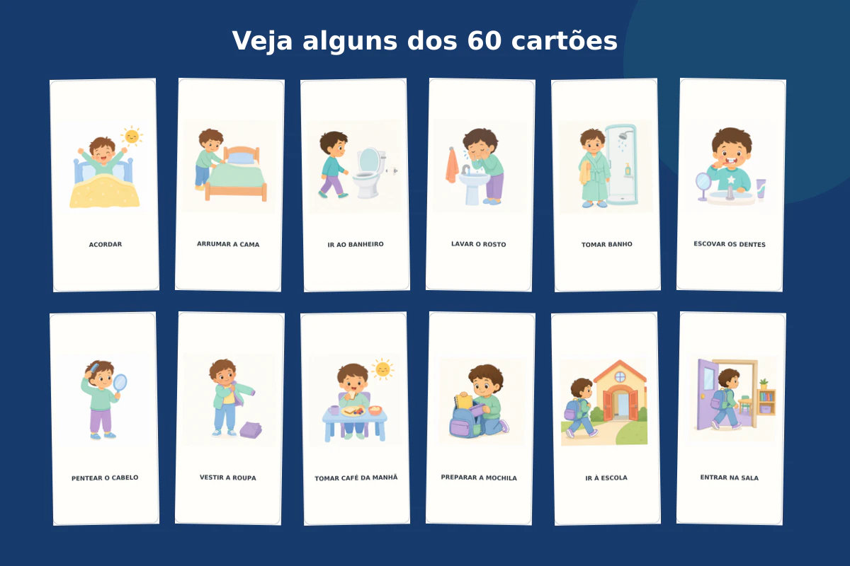 Amostra de cartões reais da rotina visual